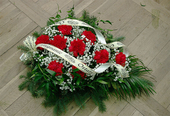 Wiązanka pogrzebowa biało-czerwona na florecie