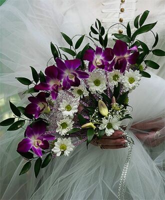 fioletowy wachlarz ślubny